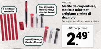 Lidl Parkside Matite da carpentiere, matite a mine per artigiano o mine di ricambio offerta