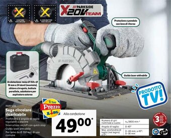 Lidl Parkside Sega circolare ricaricabile offerta