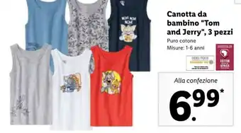 Lidl Canotta da bambino "Tom and Jerry", 3 pezzi 1-6 anni offerta
