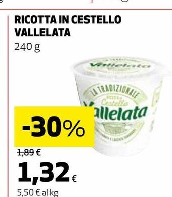 Ipercoop Ricotta in cestello vallelata offerta