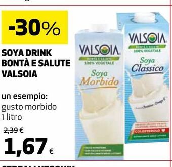 Ipercoop Soya drink bontà e salute valsoia offerta