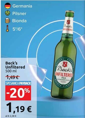 Carrefour Market Beck's unfiltered offerta