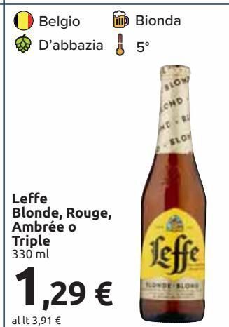 Leffe blonde, rouge, ambrèe o triple