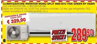 Mondo Brico Climatizzatore inverter mono split 9000 btu tided green by haier offerta