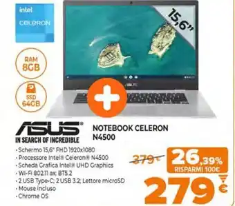 Expert asus Notebook celeron N4500 offerta
