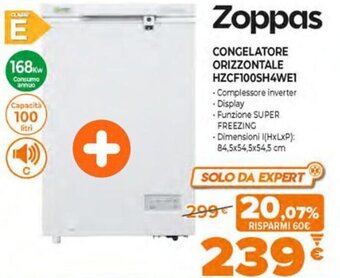 Expert Zoppas Congelatore orizzontale HZCF100SH4WE1 offerta