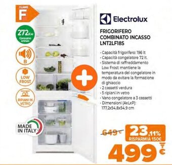 Expert Electrolux Frigorifero combinato incasso LNT2LF18S offerta
