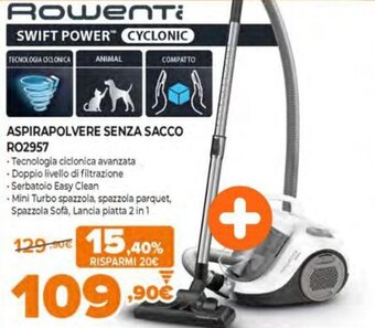 Expert Rowenta Aspirapolvere senza sacco RO2957 offerta