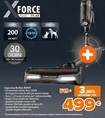 Expert Rowenta Scopa senza filo Mod. RH9959 offerta
