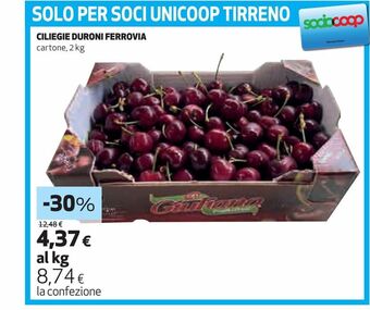 Coop Ciliegie duroni ferrovia 2 kg offerta