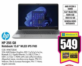 Wellcome HP 255 G8 Notebook 15.6" WLED IPS FHD offerta
