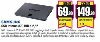Wellcome Samsung SSD Interno 870 Bulk 2,5" offerta