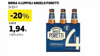 Coop Birra 4 luppoli angelo poretti 3x33cl offerta