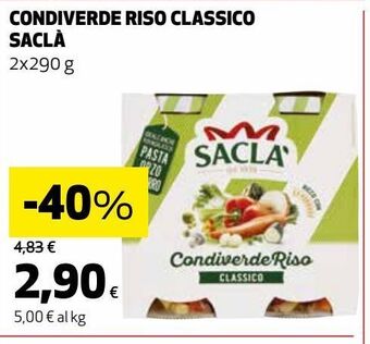 Coop Condiverde riso classico saclà 2x290g offerta