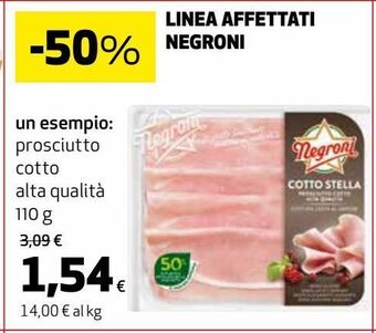 Coop Linea affettati negroni - es. prosciutto cotto alta qualità 110g offerta
