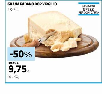 Coop Grana padano dop virgilio 1 kg ca offerta