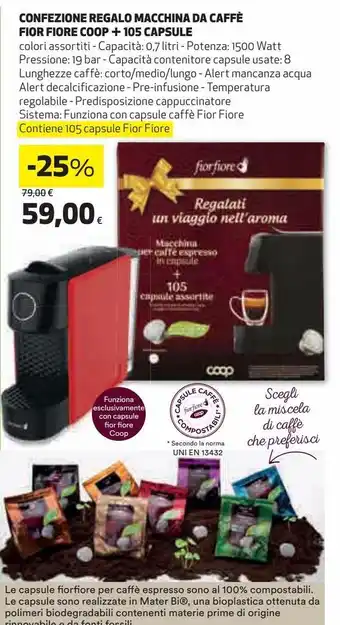Coop Confezione regalo macchina da caffè fior fiore coop + 105 capsule offerta
