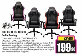 Wellcome Cooler Master Caliber R2 Chair Sedia Gaming offerta
