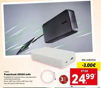 Lidl Powerbank 20000 mah offerta