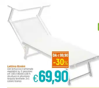 Famila Lettino Rimini cm 183/190x61x38 h offerta