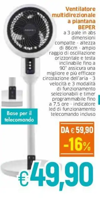 Famila Beper Ventilatore multidirezionale a piantana offerta