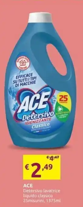 Ipersoap Ace Detersivo lavatrice liquido classico 25 misurini, 1375 ml offerta