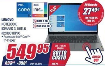 Trony Lenovo Notebook IdeaPad 3 15ITL6 (82H801BPIX) offerta