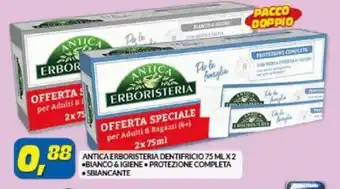 Risparmio Casa Antica Erboristeria Dentifricio 75 ml x 2 Bianco & Igiene, protezione completa, sbiancante offerta