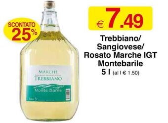 Sì con te Trebbiano/Sangiovese/Rosato Marche IGT Montebarile 5 l offerta