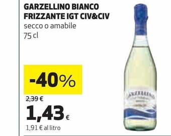 Coop Garzellino bianco frizzante igt civ&civ secco o amabile 75 cl offerta