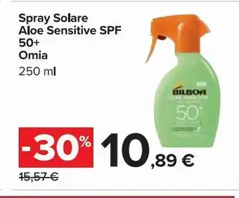 Carrefour Market Spray solare aloe sensitive spf 50+ omia offerta