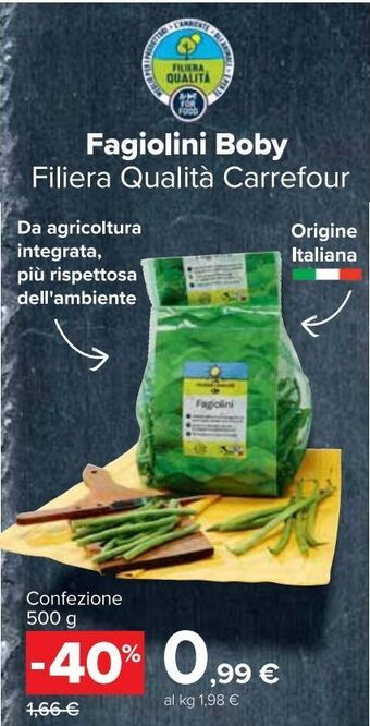 Carrefour Market Fagiolini boby filiera qualità carrefour offerta