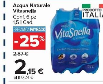 Carrefour Market Acqua naturale vitasnella offerta