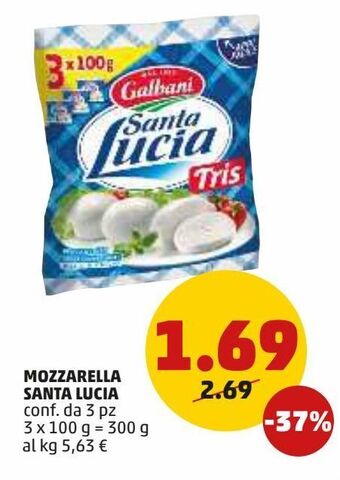 PENNY Mozzarella santa lucia conf da 3 pz 3 x 100 g = 300 g offerta