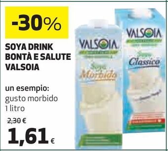 Coop Soya drink bontà salute valsoia - es gusto morbido 1 l offerta