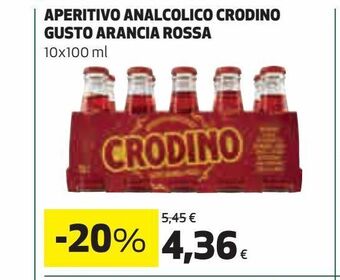 Aperitivi analcolico crodino gusto arancia rossa 10x100ml