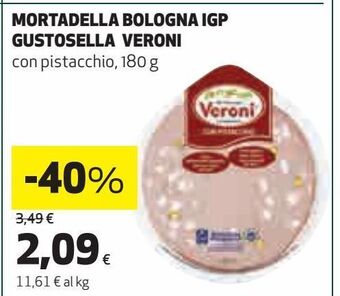 Coop Mortadella bologna igp veroni con pistaccjio 180g offerta
