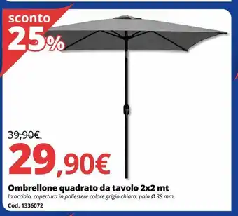 Brico Io Ombrellone quadrato da tavolo 2x2 mt offerta