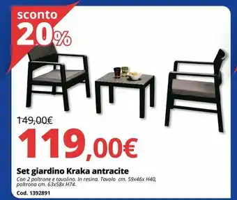 Brico Io Set giardino kraka antracite offerta