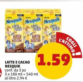 Latte e cacao nesquik