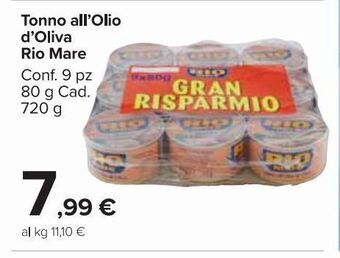 Carrefour Market Tonno all'olio d'oliva rio mare offerta