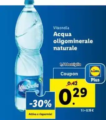 Lidl Vitasnella Acqua oligominerale naturale 1,5 l offerta