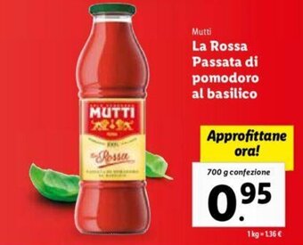 Lidl Mutti La Rossa Passata di pomodoro al basilico 700 g offerta