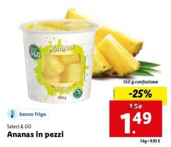 Lidl Select & Go Ananas in pezzi 150 g offerta
