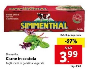 Lidl Simmenthal Carne in scatola 3x 140 g offerta