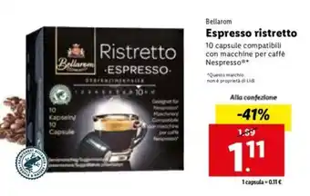 Lidl Bellarom Espresso ristretto 10 capsule offerta