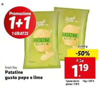 Lidl Snack Day Patatine gusto pepe e lime 2x 150 g offerta