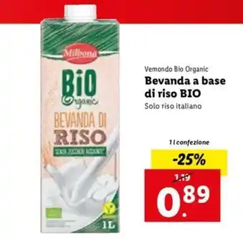 Lidl Vemondo Bio Organic Bevanda a base di riso Bio 1 l offerta
