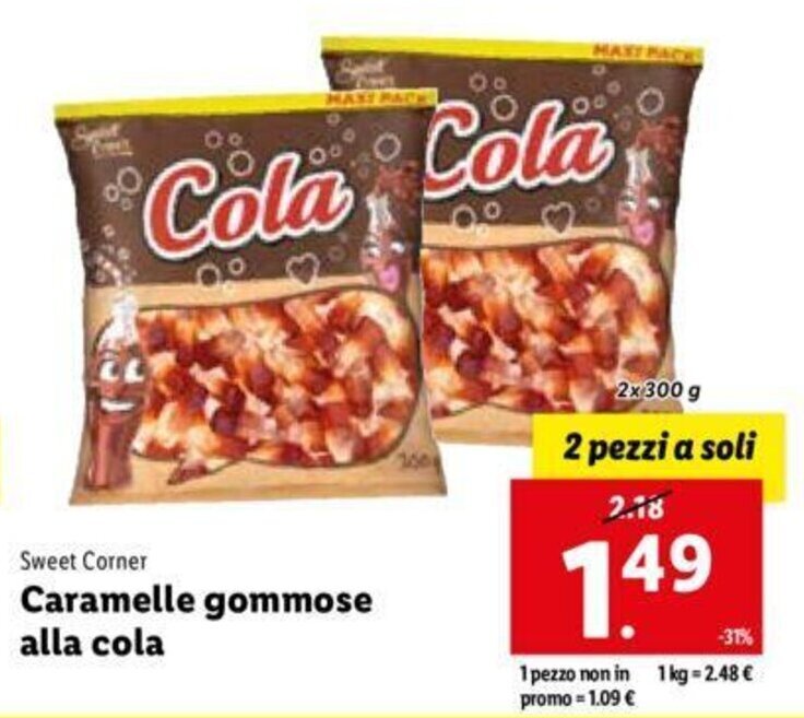 Sweet Corner Caramelle gommose alla cola 2x 300 g offerta di Lidl