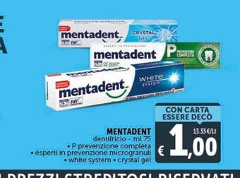 Mentadent dentifricio